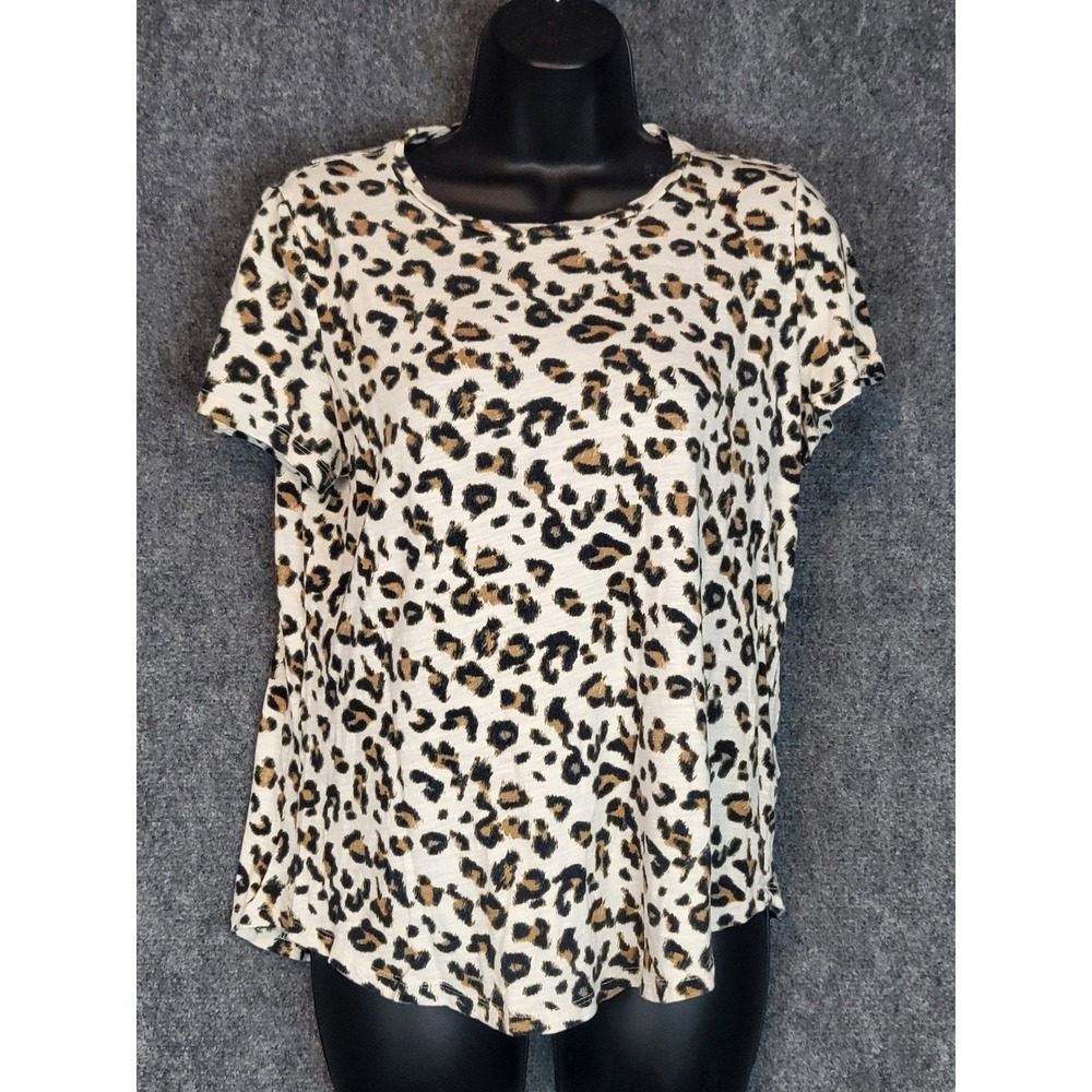 Banana‎ Republic Cozy Slub Leopard Print T-Shirt Womens Size Medium Animal Print